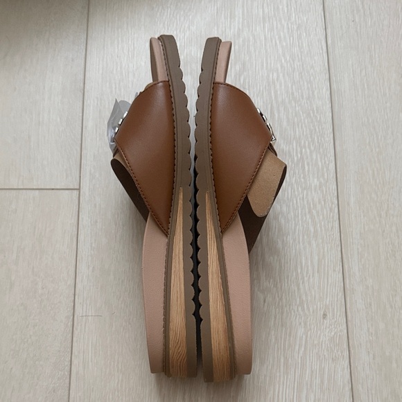 Dr. Scholl's Brown Slide Sandals with Gold Accent - Picture 6 of 10